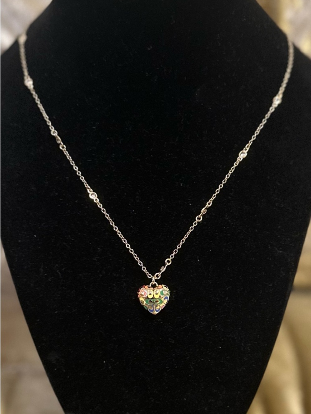 NWT! COACH Rainbow Signature Quilted Heart Pendant Necklace